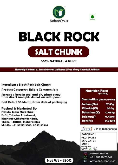 NatureOnus Whole Natural Himalayan Black Rock Salt Crystals
