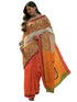 Vasthrlay Shimmer Printed Off-White | Red Saree With Yellow | Red Unstitched Blouse Piece