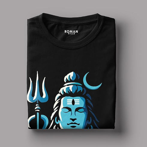 Roman Hills Black Round Neck Half-Sleeve Cotton T-Shirt for Man