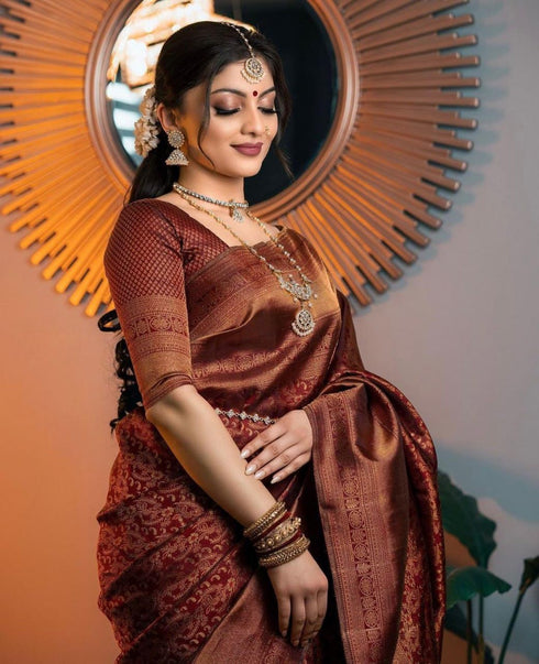 Vasthrlay Maroon Kanjivaram Saree