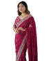 Vasthrlay Georgette Embroidery Pink Saree With Unstitched Blouse Piece