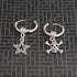 M Men Style Men Star Dangle Hoop Studs With Gothic Skeleton Head Dangle