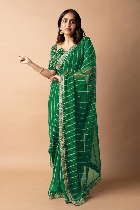 Vasthrlay Fashion Georgette Leheriya Printed Ethnic Wear
