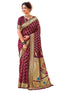 Vasthrlay Weaving Paithani Purple And Golden Border Saree With Unstitched Blouse Piece