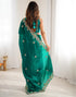 Vasthrlay Scalloped Embroidery Unstitched Red Saree