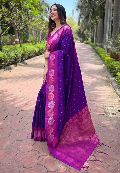 Vasthrlay Kanjivaram Blouse Purple Ethnic Wear