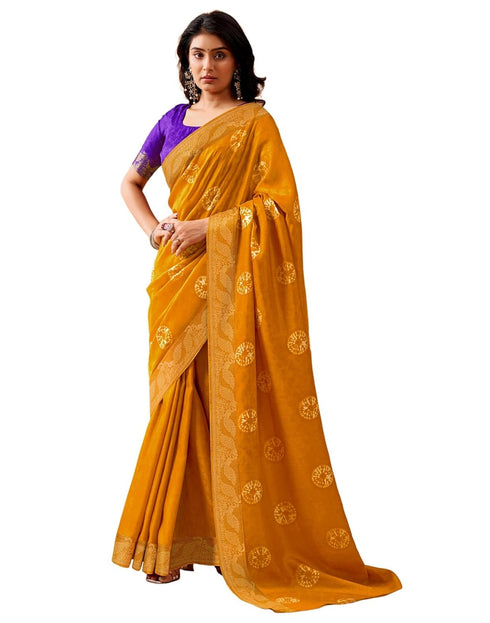 Vasthrlay Weaving Printed Unstitched Maroon Saree