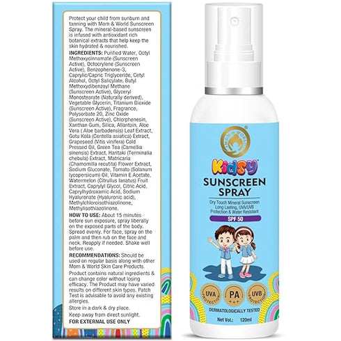 Mom & World Mineral Based Kids Sunscreen Spray Spf 50