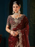 Vasthrlay Scalloped Embroidery Unstitched Rani Pink Saree