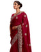 Vasthrlay Embroidery Scalloped Unstitched Maroon Saree