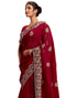 Vasthrlay Embroidery Scalloped Unstitched Maroon Saree