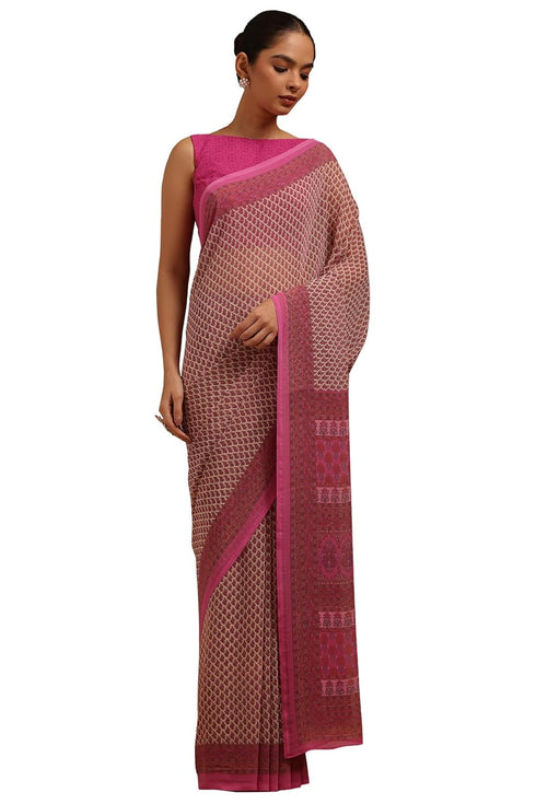 Vasthrlay Magenta Georgette Floral
