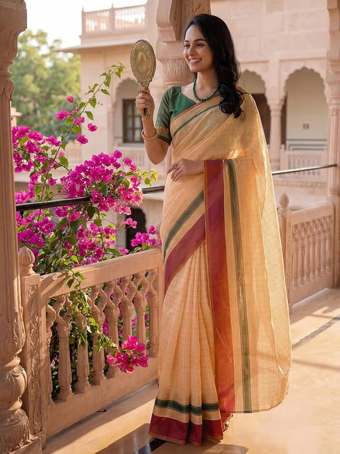 Vasthrlay Printed White Saree