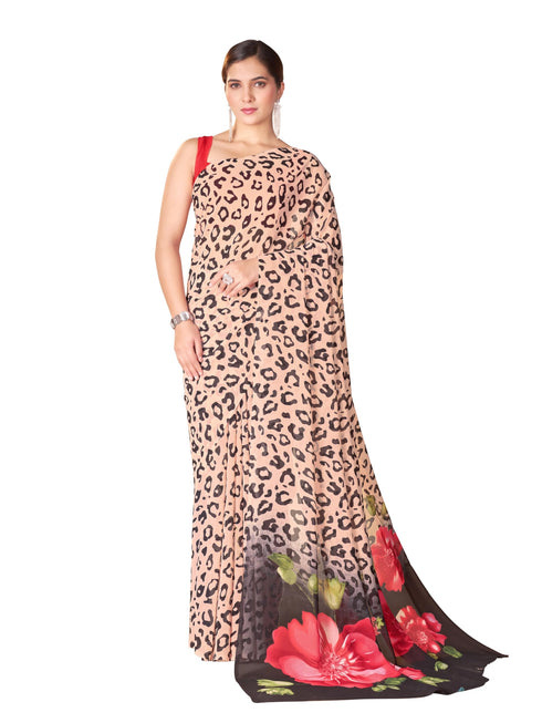 Vasthrlay Green Georgette Unstitched Saree