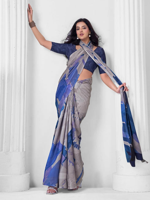 Vasthrlay Abstract Printed Unstitched Multicolor Saree