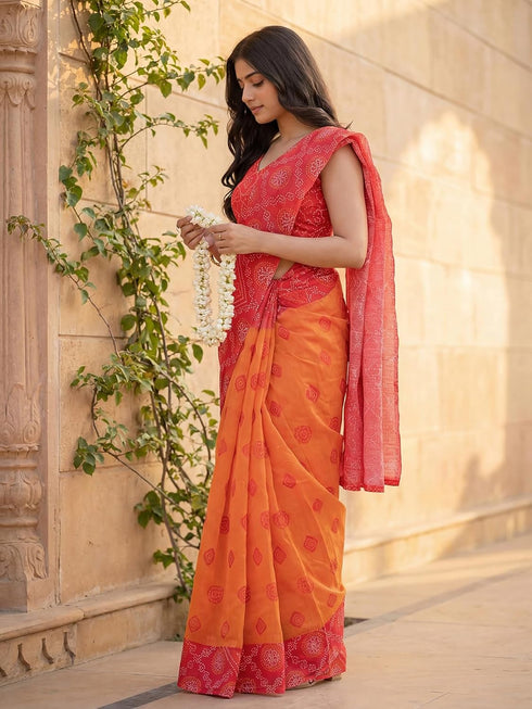 Vasthrlay Printed White Saree