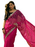 Vasthrlay Embroidery Scalloped Unstitched Navy Blue Saree