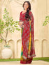 Vasthrlay Georgette Bandhani Maroon | Multi Saree With Unstitched Blouse Piece