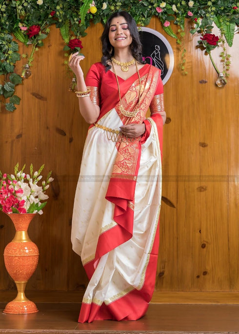 Vasthrlay White Kanjivaram Saree