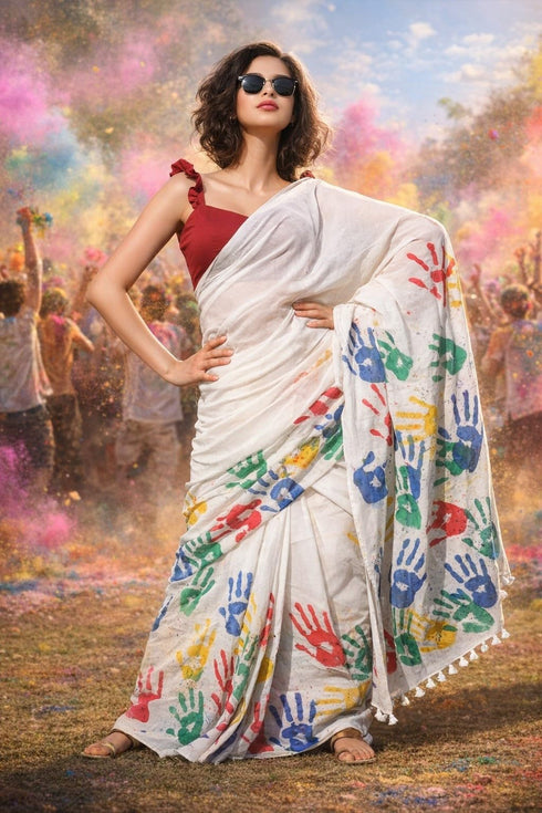 Vasthrlay Printed Unstitched Saree
