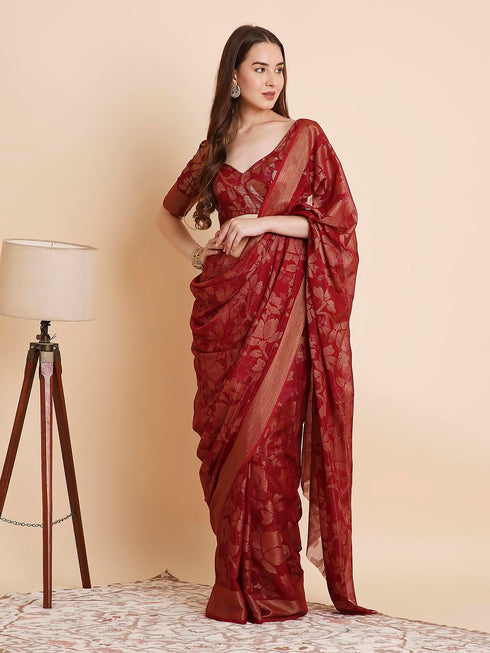 Vasthrlay Shimmer Running Purple Saree