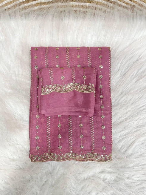 Vasthrlay Lavender Embroidery Saree