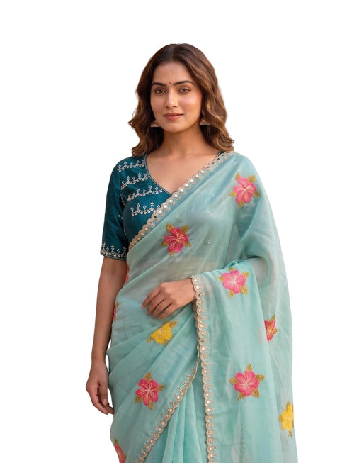 Vasthrlay Handcrafted Embroidered Contrast