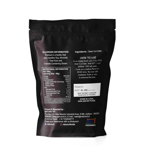 NatureVit Steel Cut Oats Gluten-Free| High-Fiber Breakfast Cereal for Weight Loss