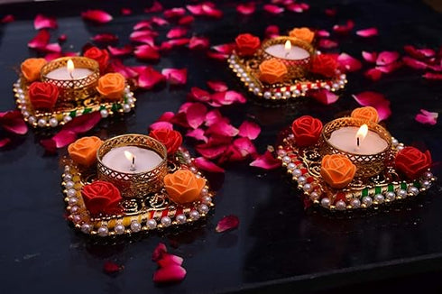 AC ANAND CRAFTS Unique Design Metallic Diya Tea Light Candle Holder for Home Office Decoration