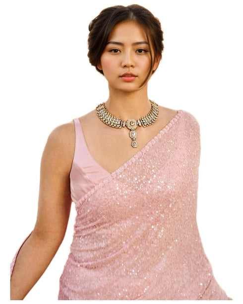 Vasthrlay Sequence Embroidered Alia Pink Free Ethnic Wear