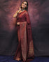 Vasthrlay Banarasi Kanjivaram Maroon With Unstitched Blouse Piece