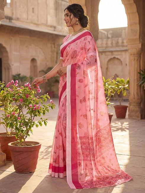 Vasthrlay Chanderi Printed Coffee Saree