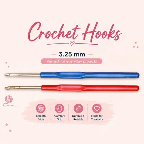 Crochet Kit for Beginners with Wool Yarn, Crochet Hooks, Plastic Needles & Stitch Markers