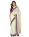 Vasthrlay Embroidery Chiffon Off White Saree With Unstitched Blouse Piece