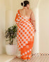 Vasthrlay Chanderi Printed Orange Saree With Unstitched Blouse Piece
