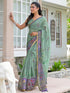 Vasthrlay Womens Printed Light Green Saree With Unstitched Blouse Piece