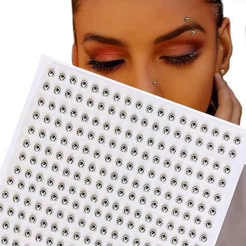 Vama Fashions 75 pcs 5mm Silver Gem Stone Sticker Fake Nose Pin Ring