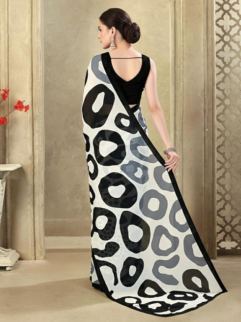 Vasthrlay Printed Off White1 White Saree