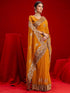 Vasthrlay Scalloped Embroidery Maroon Saree