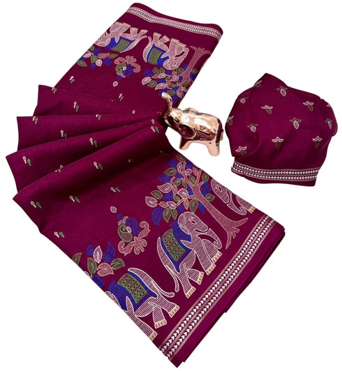 Vasthrlay Kalamkari Elephant Contrast