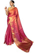 Vasthrlay Tissue Silk Pink Saree Golden Zari With Unstitched Blouse Piece