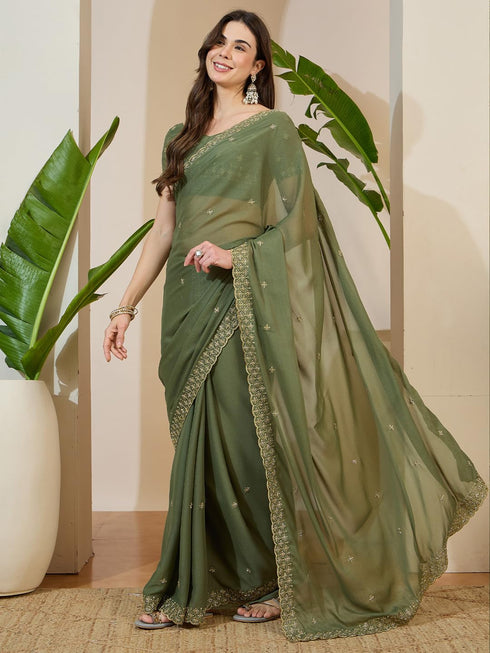 Vasthrlay Georgette Embroidered Unstitched Jr Ethnic Wear