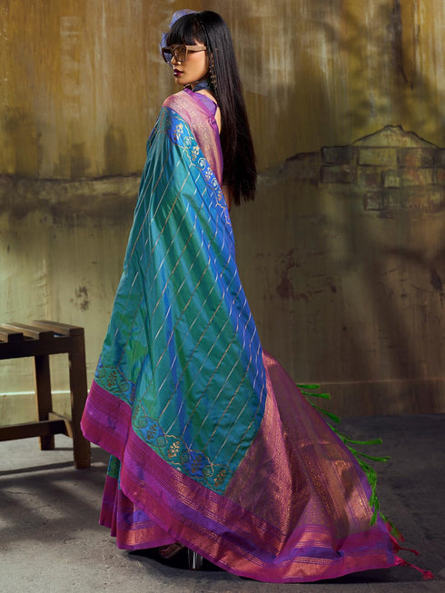 Vasthrlay Striped Tassels Unstitched Designer Ethnic Wear