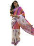 Vasthrlay Womens Printed Unstitched White Saree