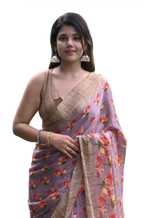 Vasthrlay Fashion Chiffon Georgette Coral Ethnic Wear