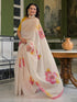 Vasthrlay Womens Printed Unstitched Beige Saree