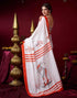 Vasthrlay Womens Printed Unstitched White Saree