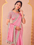 Vasthrlay Sequins Embroidery Light Pink Saree With Unstitched Blouse Piece