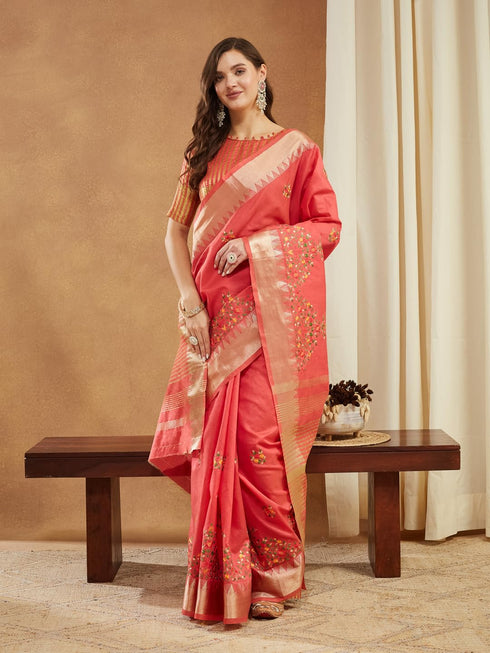 Vasthrlay Multi Embroidered Unstitched Saree