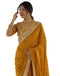 Vasthrlay Georgette Bandhani Black Multicolour Saree With Unstitched Blouse Piece